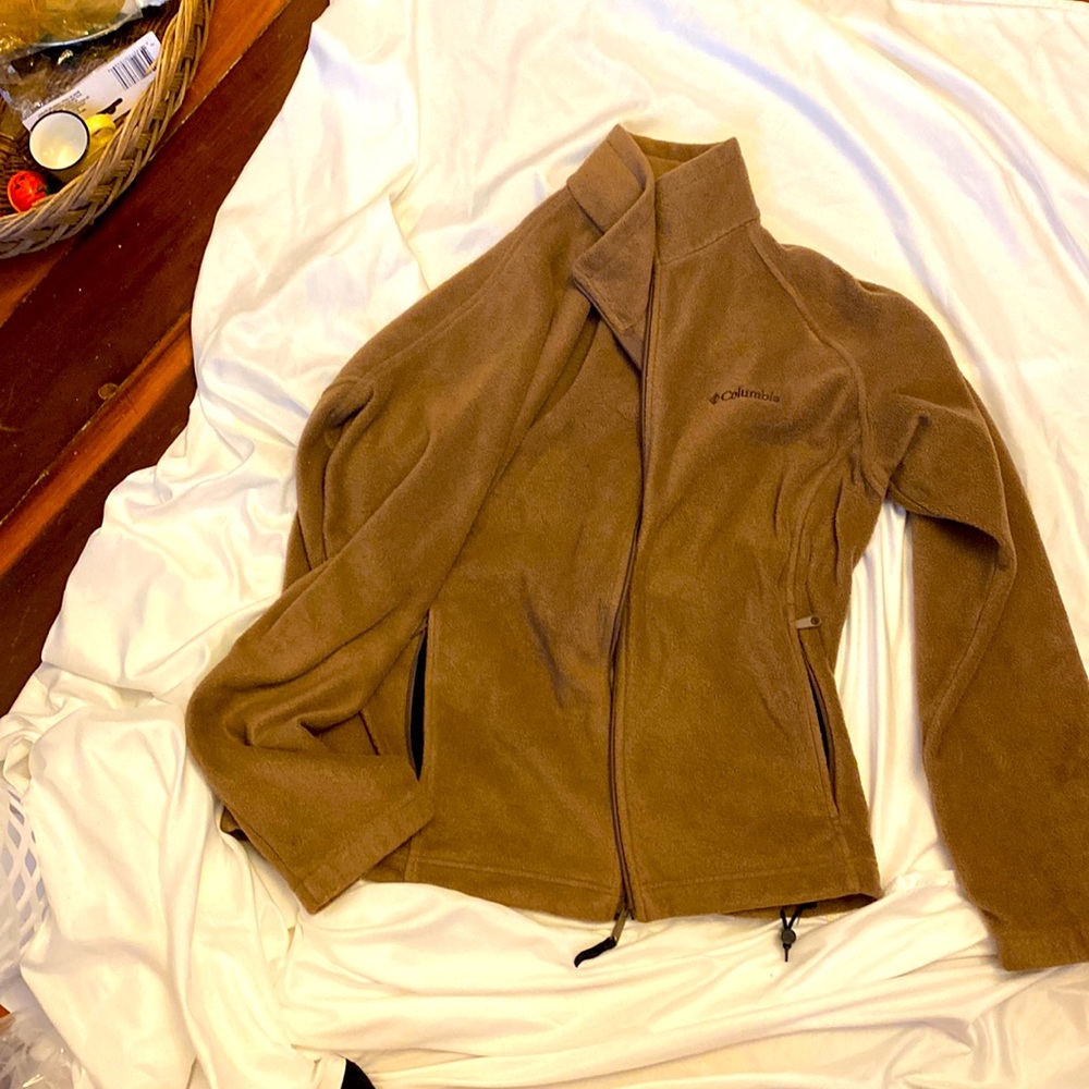 Columbia womens full zip fleece jacket size L brow EUC